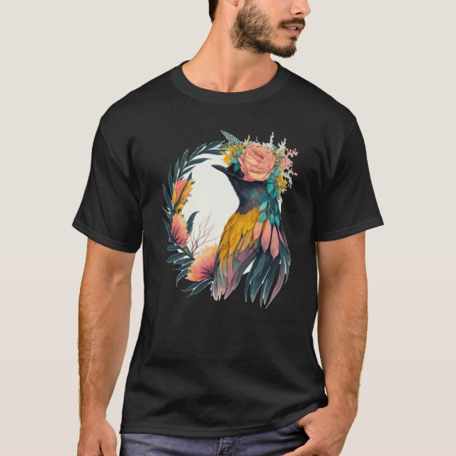 Cute Bird Of Paradise Bird Flower Crown Pet Birds T-Shirt (Front)