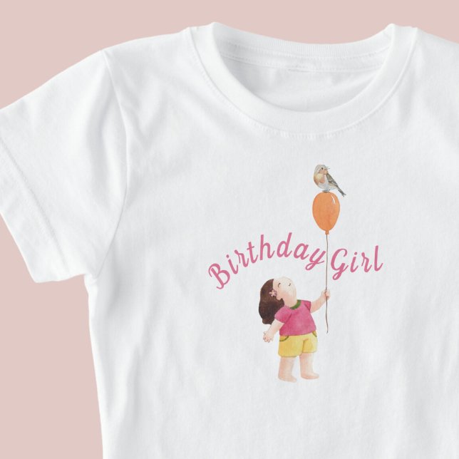 Cute Bird on Balloon Kids Birthday Party T-Shirt (Creator Uploaded)