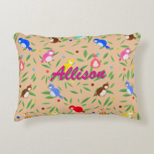 Cute Bird Pattern Accent Pillow