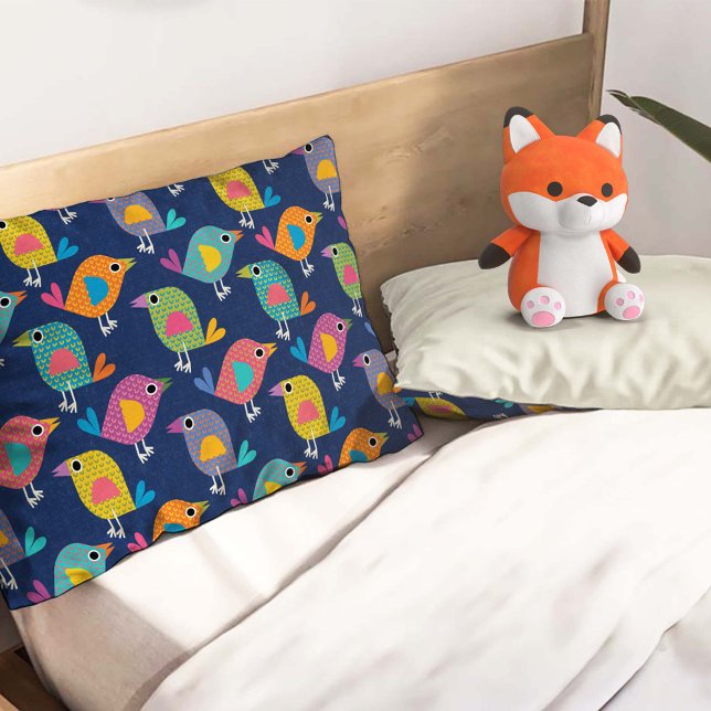 Cute Bird Pattern on Blue Pillowcase (Creator Uploaded)