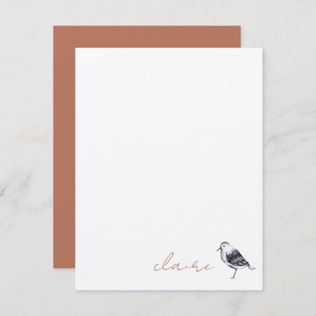 Cute Bird Personalised Note Card (Front/Back)
