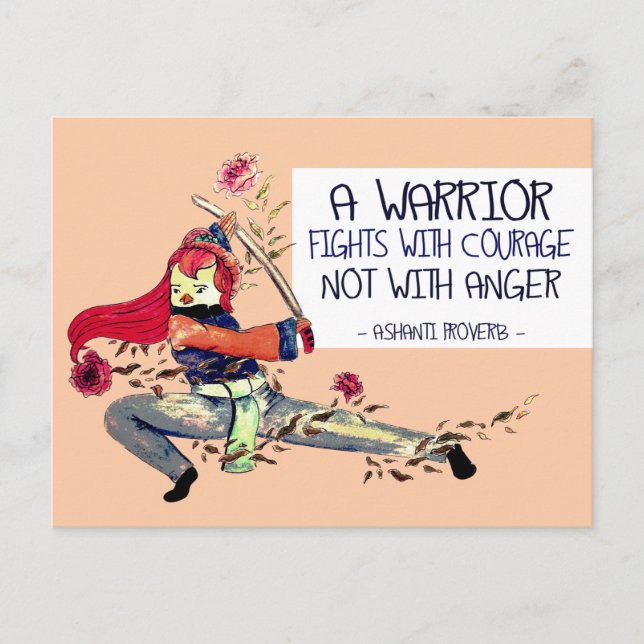 Cute Bird Positive Quote on Strength and Courage Postcard (Front)