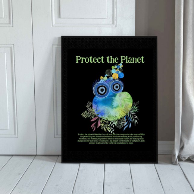 CUTE BIRD, PROTECT THE PLANET, SAVE EARTH Art Poster (Creator Uploaded)