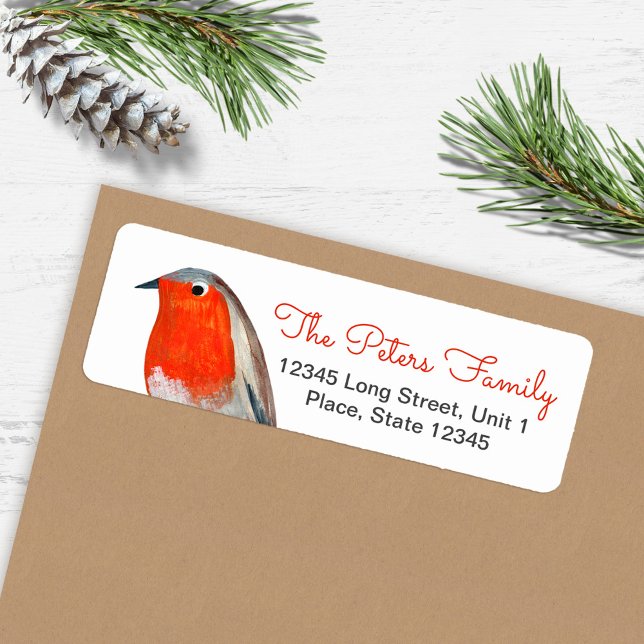 Cute Bird Red Robin Blue Christmas  (Cute Bird Red Robin Blue Christmas Label)