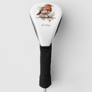 Cute bird red robin in watercolor customisable golf head cover