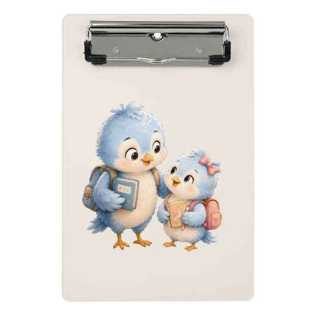 Cute Bird Siblings Mini Clipboard (Front)