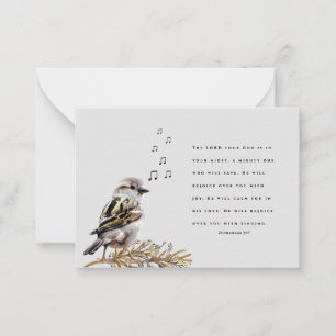 Cute Bird Singing Bible Verse Encouraging Note  Card