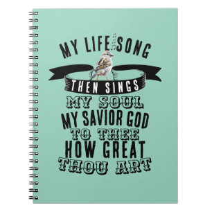 Cute Bird Singing How Great Thou Art Hymn  Notebook