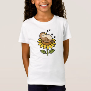 Cute Bird Sleeping on a Flower T-Shirt