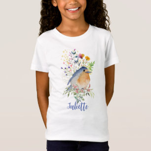 Cute Bird Spring's Coming Floral  T-Shirt