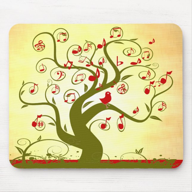 Cute Bird Swirl Tree MousePad (Front)