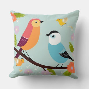 🕊️ Cute Bird Throw Pillow Cartoon Home Decor 🌿✨