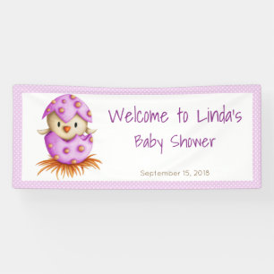 Cute Bird Welcome Girl Baby Shower  Banner