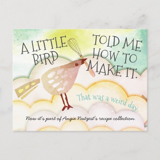 Cute bird whisk cooking baking recipe card (Front)