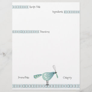 Cute bird whisk cooking baking recipe letterhead