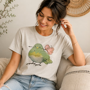 Cute Bird With Flower Lover Gift T-Shirt for Women