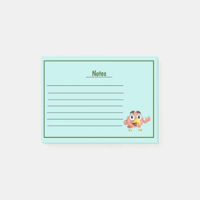 Cute Bird with Lines Post-it Notes (Front)