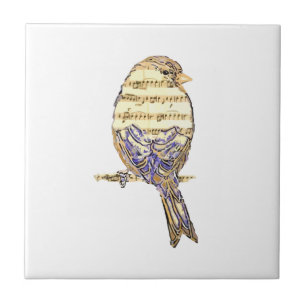 Cute Bird with Music Notes Customise Tile