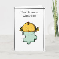 Cute Bird with Puzzle Piece Personalised Birthday