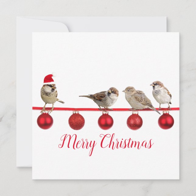 Cute Bird With Santa Hat Merry Christmas    (Front)