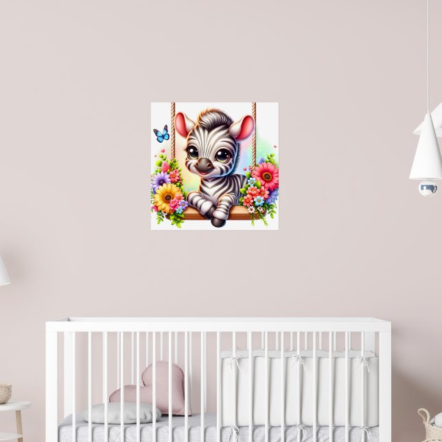 Cute bird zebra nursery  poster (Nursery 2)