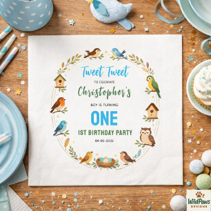 Cute Birds 1st Birthday Party – Fun Kids Napkin