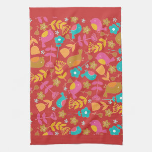 Cute Birds and Flowers Dish Towel