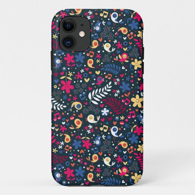 cute birds and flowers pattern Case-Mate iPhone case (Back)