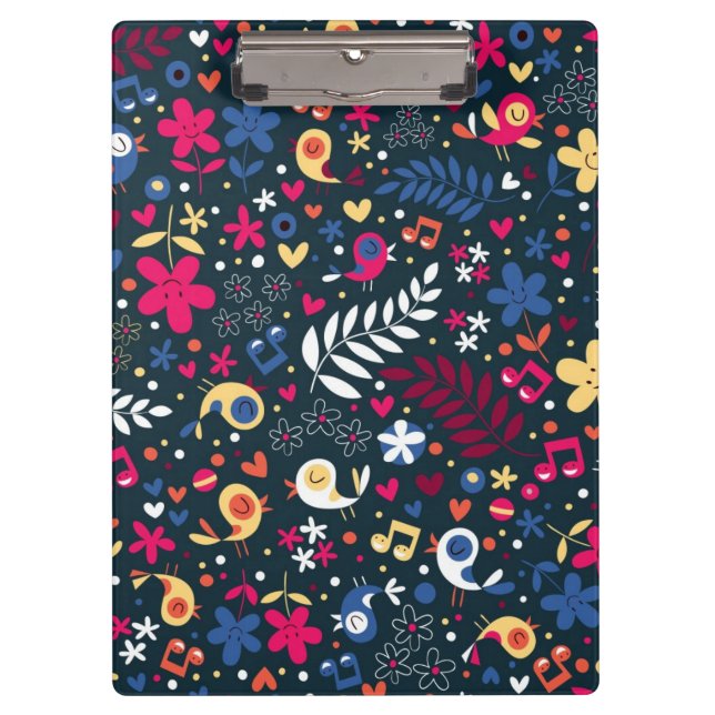 cute birds and flowers pattern clipboard (Front)