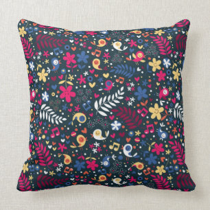 cute birds and flowers pattern cushion