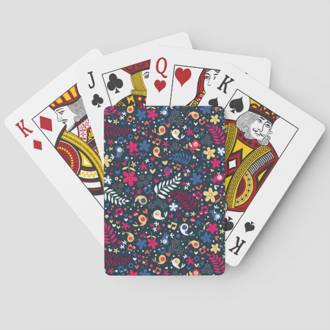 cute birds and flowers pattern playing cards (Back)
