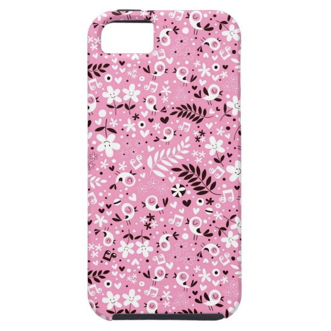 cute birds and flowers pink pattern Case-Mate iPhone case (Back)