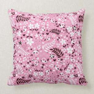 cute birds and flowers pink pattern cushion