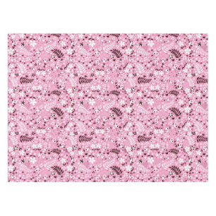 cute birds and flowers pink pattern tablecloth