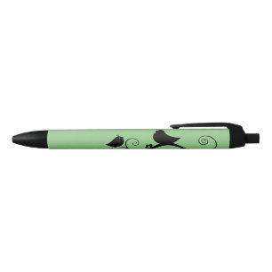 Cute Birds (green background) Black Ink Pen