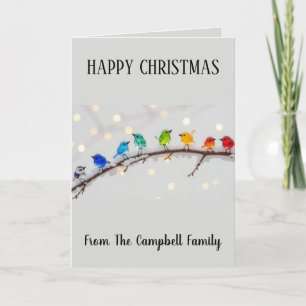 Cute Birds Happy Christmas Personalised Holiday Card