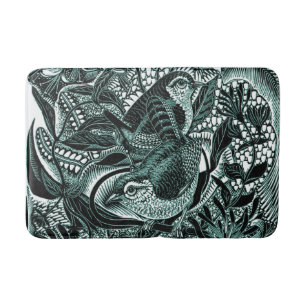 Cute Birds In Forest Vintage Art Bath Mat