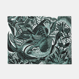 Cute Birds In Forest Vintage Art Doormat