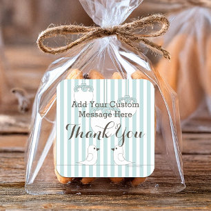 Cute Birds Kids Birthday / Baby Shower Favour Square Sticker