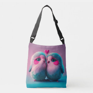 Cute Birds Love Hearts Valentine Inspired Artwork Crossbody Bag