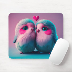 Cute Birds Love Hearts Valentine Inspired Artwork Mouse Pad