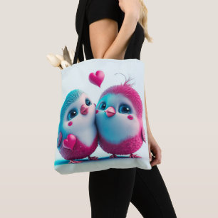 Cute Birds Love Hearts Valentine Inspired Artwork Tote Bag