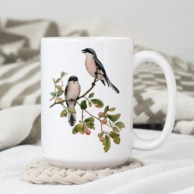 Cute Birds On Branch Red Berries Fine Art Painting Coffee Mug (Creator Uploaded)