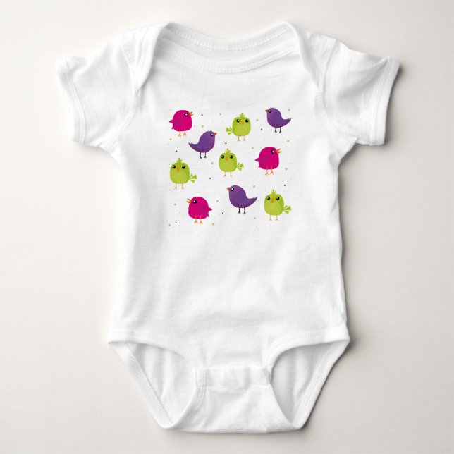 Cute birds pattern baby bodysuit (Front)