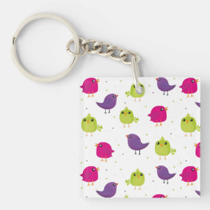 Cute birds pattern key ring