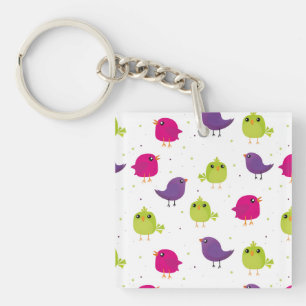 Cute birds pattern key ring