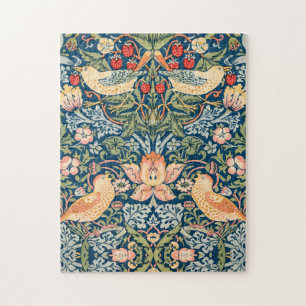 Cute Birds, Strawberry Thief Vintage Art Jigsaw Puzzle