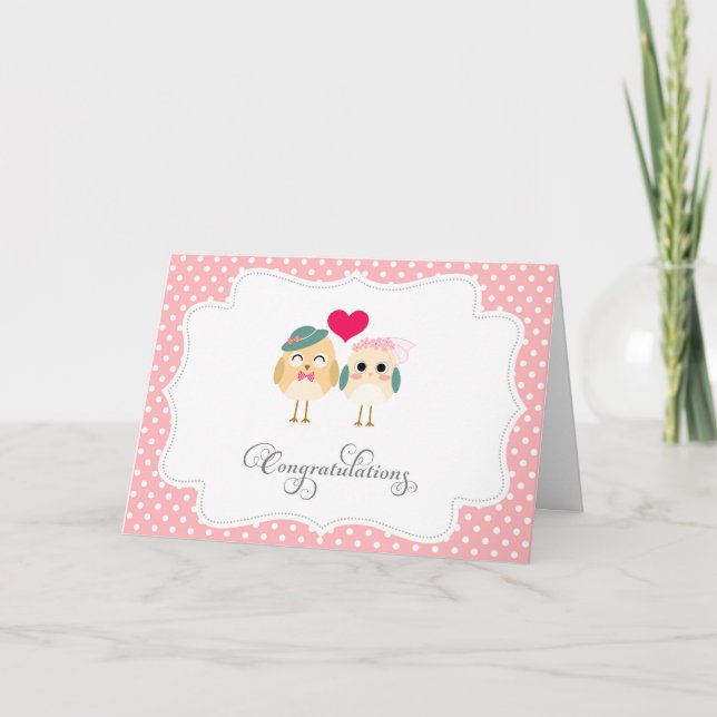 Cute Birds Wedding Congratulations Card (Front)