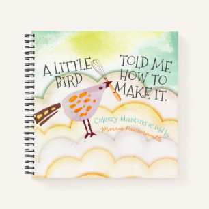Cute birds whisk personalised recipe cookbook notebook