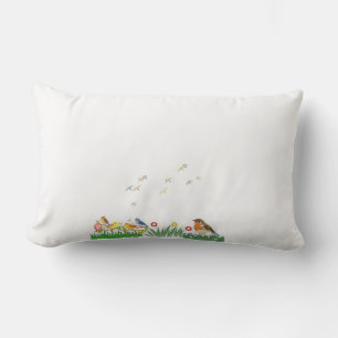 Cute Birds & Wildflowers Cushion Colorful Bird G